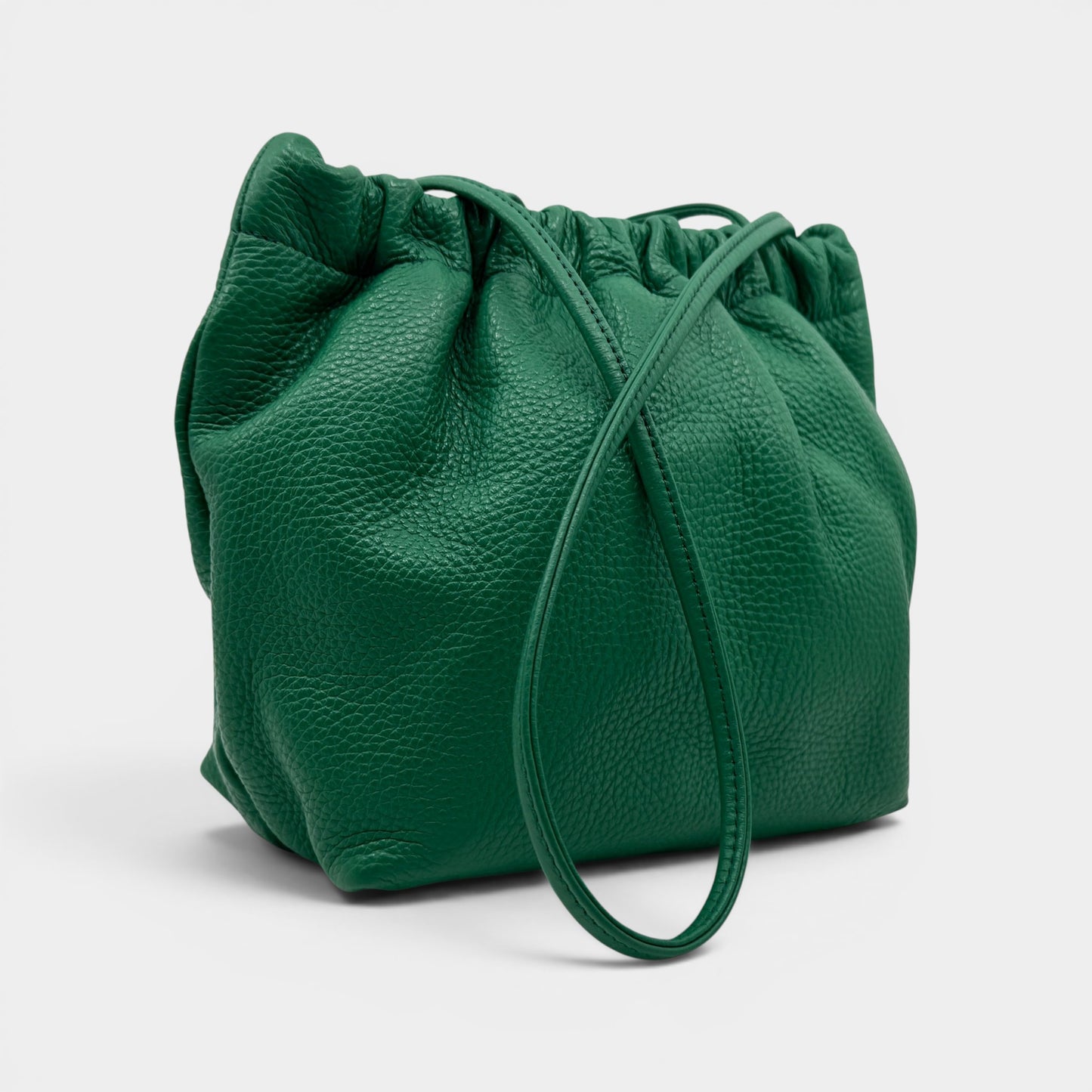 A-Esque Elf Green Grain Leather Square Crossbody & Clutch Bag