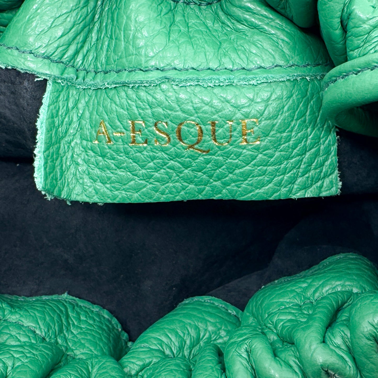 A-Esque Elf Green Grain Leather Square Crossbody & Clutch Bag