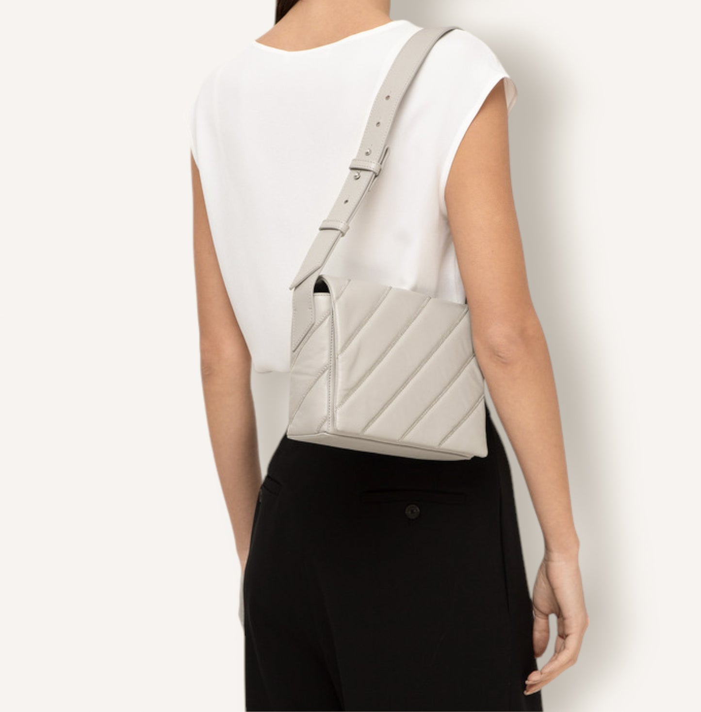 Fabiana Filippi Grey Quilted Embellished Shoulder Bag