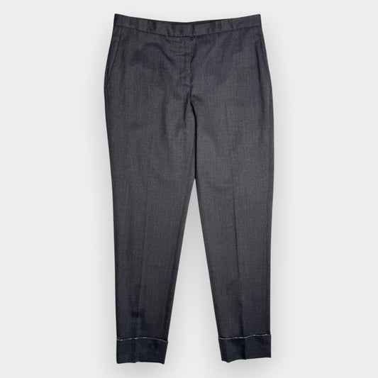 Fabiana Filippi Black Grey Wool Ankle Cuff Pants US Small ~ AU10 ~ UK10
