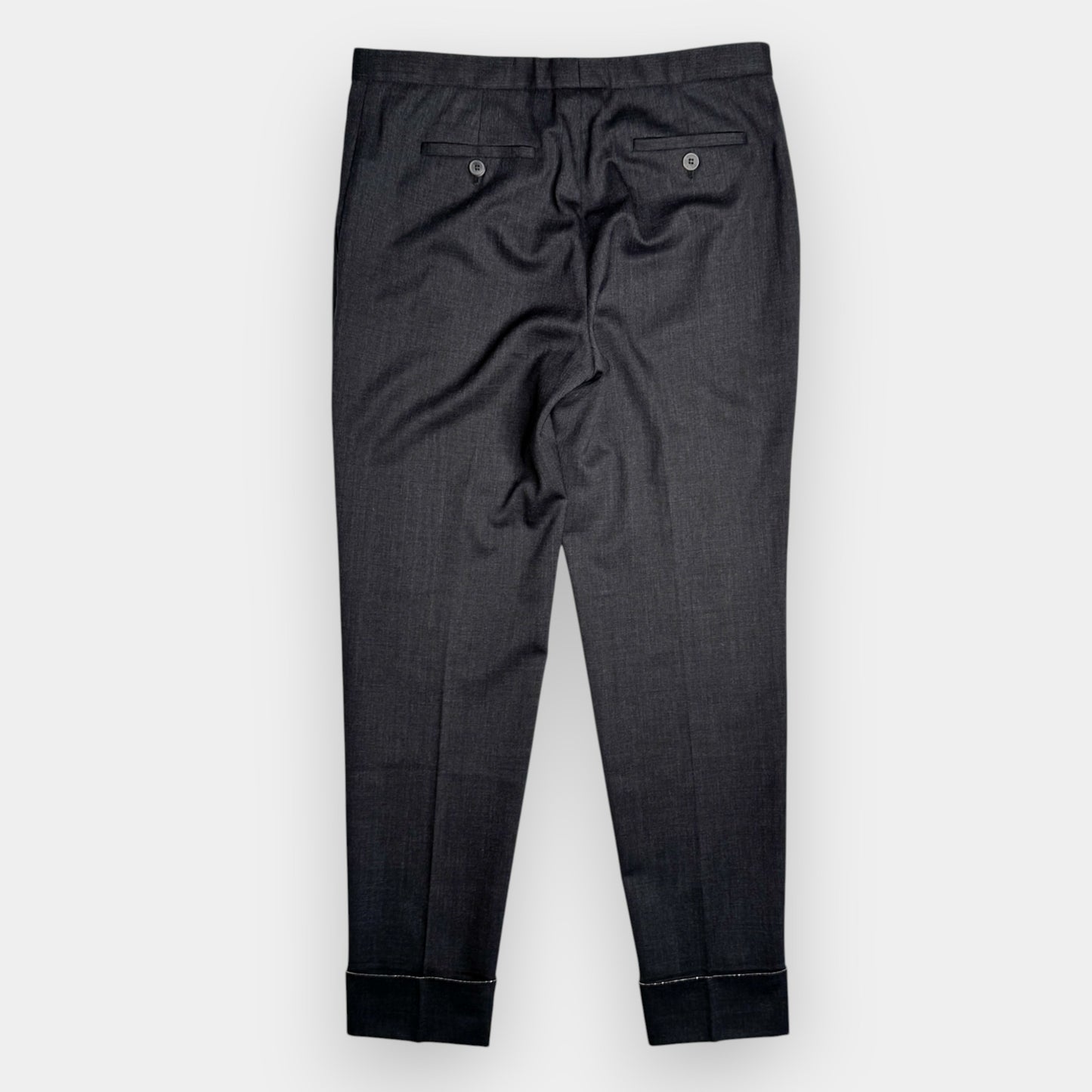 Fabiana Filippi Black Grey Wool Ankle Cuff Pants US Small ~ AU10 ~ UK10