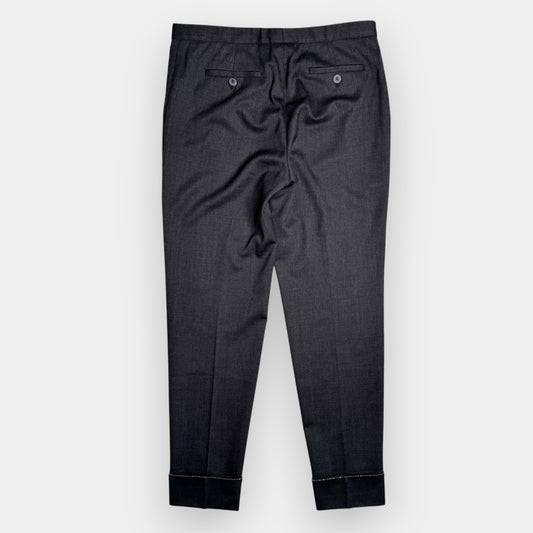 Fabiana Filippi Black Grey Wool Ankle Cuff Pants US Small ~ AU10 ~ UK10