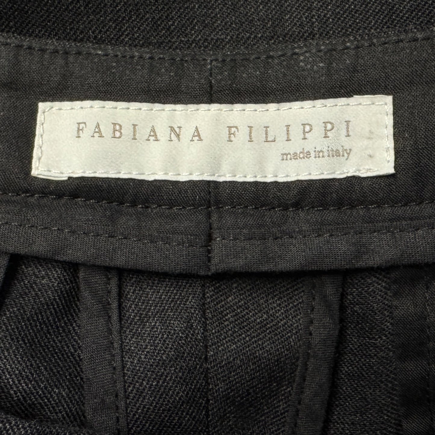 Fabiana Filippi Black Grey Wool Ankle Cuff Pants US Small ~ AU10 ~ UK10