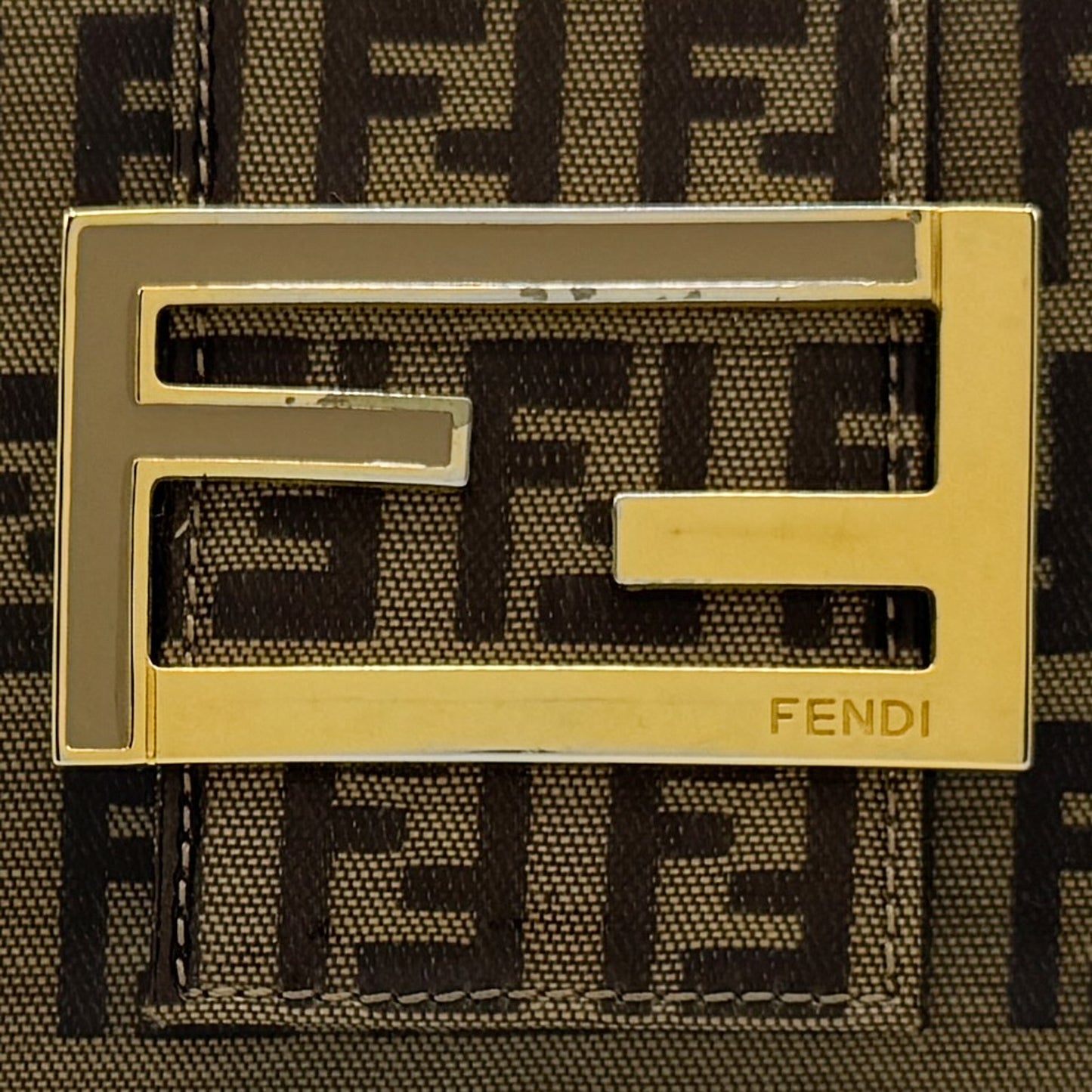 Fendi FF Zucchino Coated Canvas Brown Leather Trim Bifold Wallet