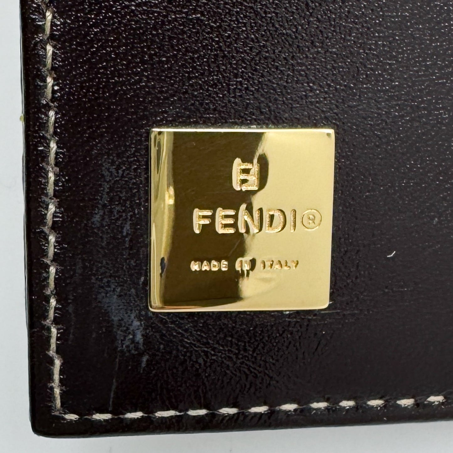 Fendi FF Zucchino Coated Canvas Brown Leather Trim Bifold Wallet