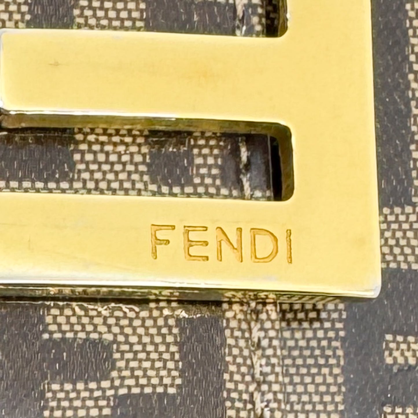 Fendi FF Zucchino Coated Canvas Brown Leather Trim Bifold Wallet