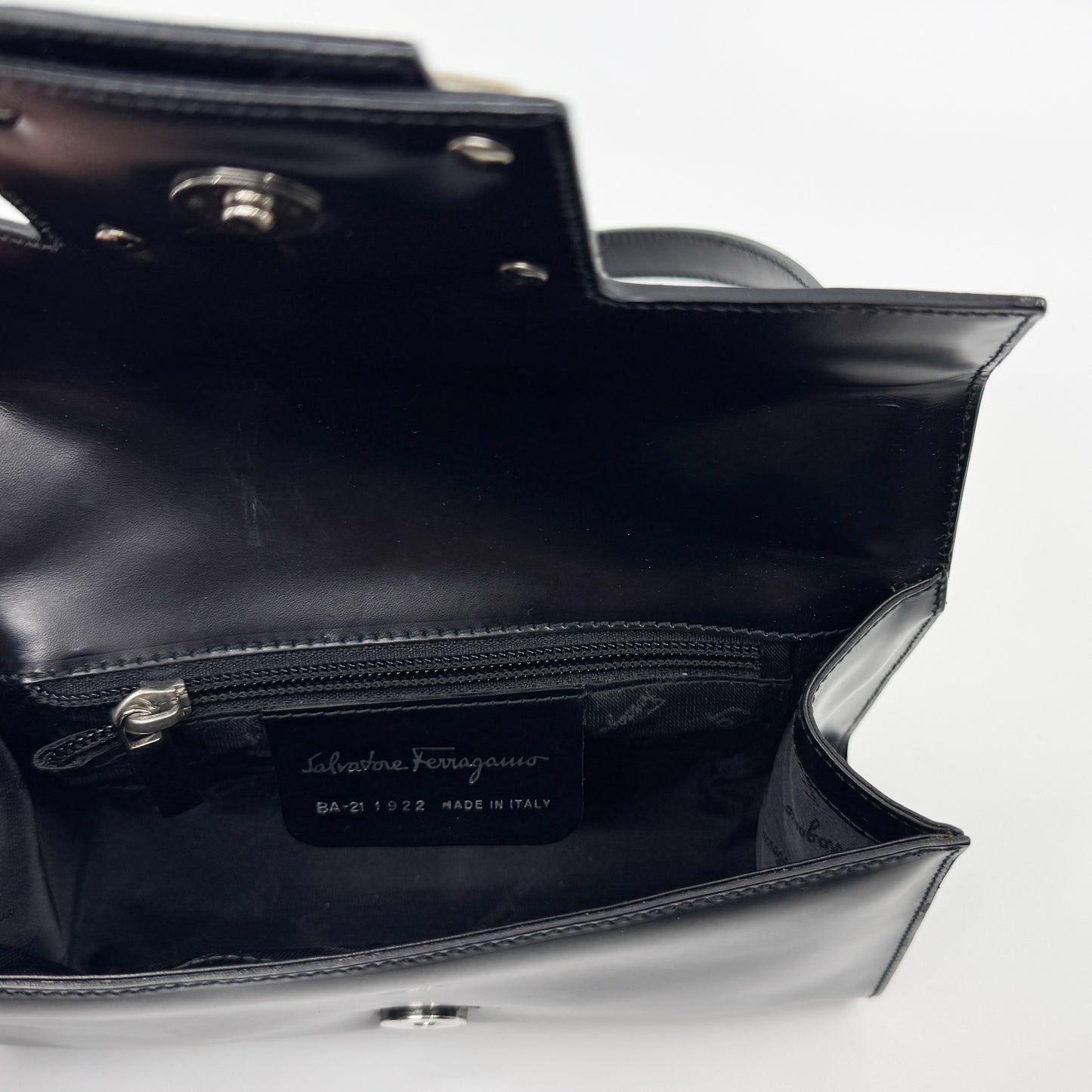 Salvatore Ferragamo Black Smooth Leather Small Handbag