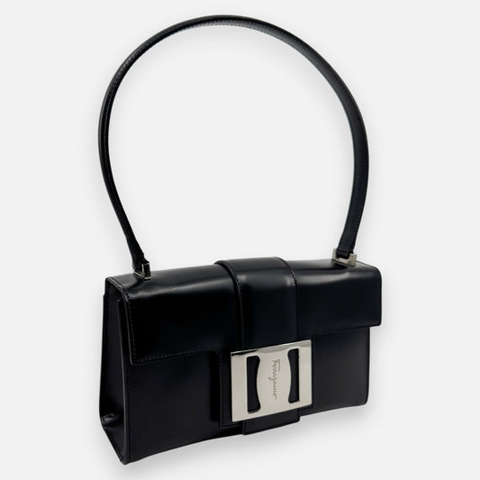 Salvatore Ferragamo Black Smooth Leather Small Handbag