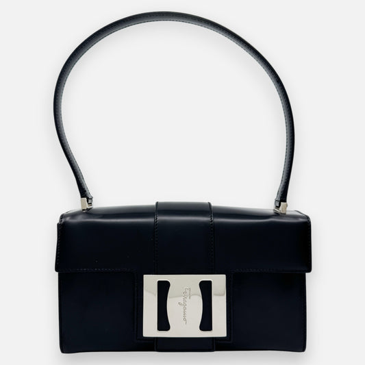 Salvatore Ferragamo Black Smooth Leather Small Handbag