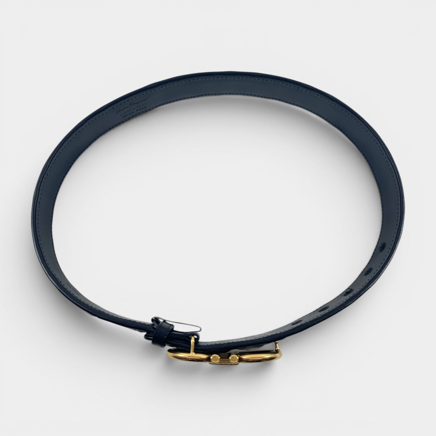 Salvatore Ferragamo Black Woven Leather Gancini Belt Small ~ AU8-10