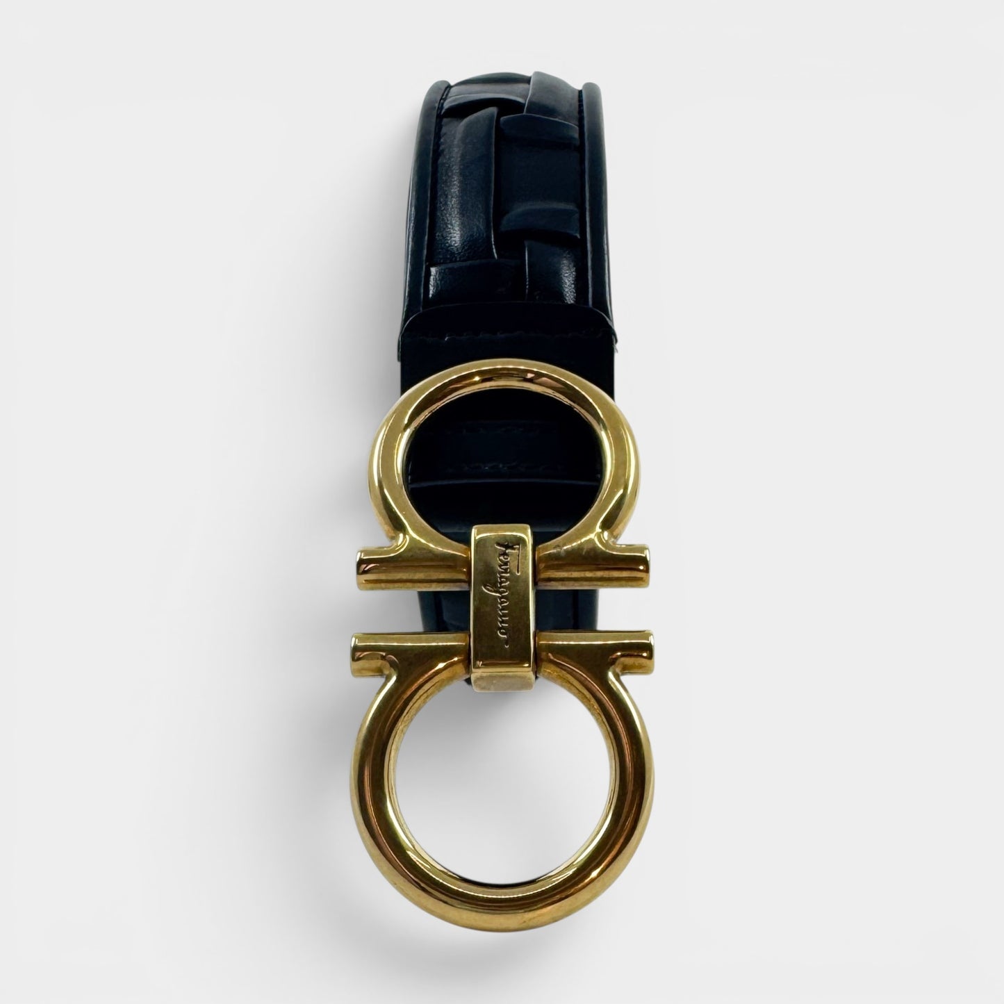 Salvatore Ferragamo Black Woven Leather Gancini Belt Small ~ AU8-10