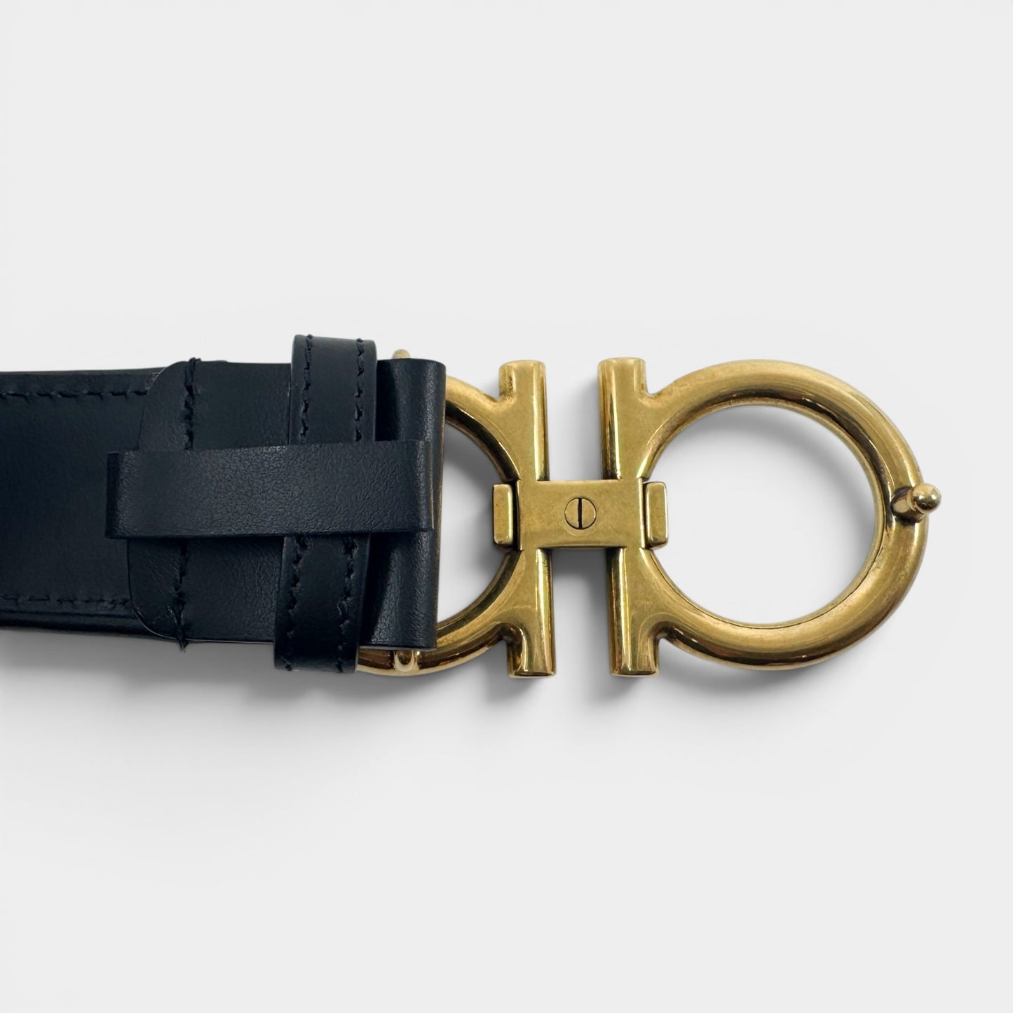 Salvatore Ferragamo Black Woven Leather Gancini Belt Small ~ AU8-10