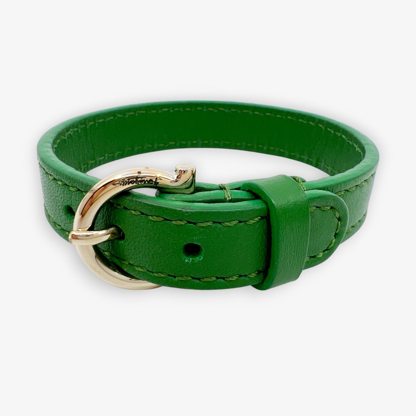 Salvatore Ferragamo Green Leather Cuff Bracelet
