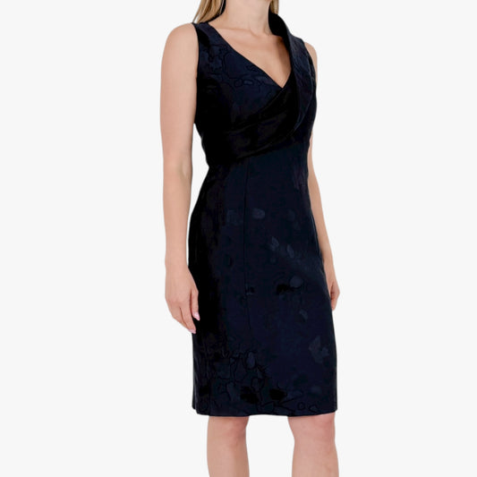 Salvatore Ferragamo Navy Blue Jacquard Sleeveless Dress IT42 ~ AU10