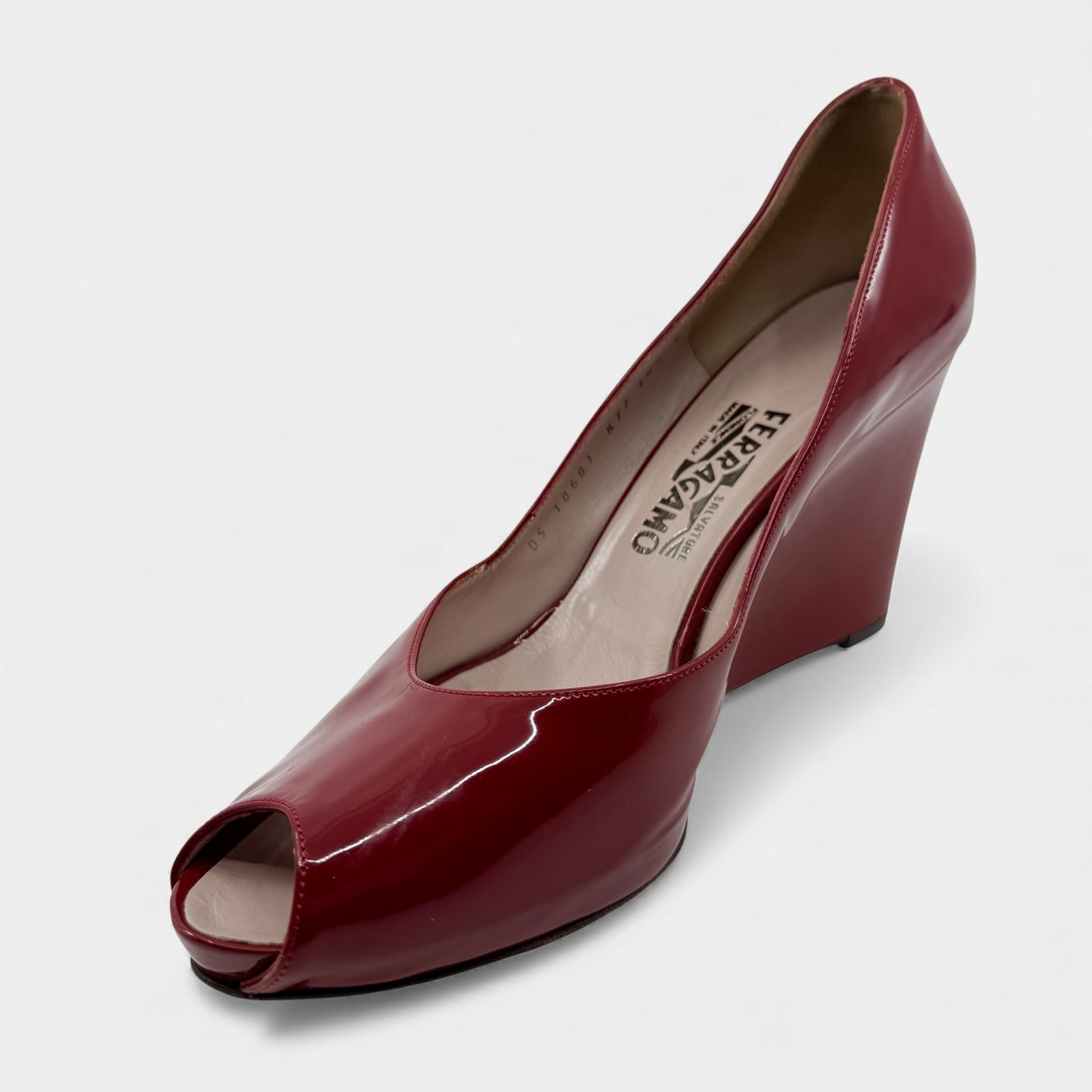 Salvatore Ferragamo Red Patent Leather Wedge Shoes EU41 ~ AU10.5 M