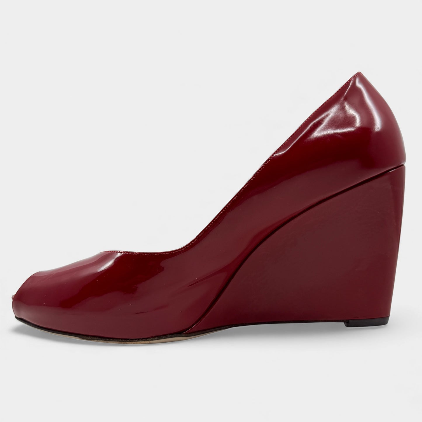 Salvatore Ferragamo Red Patent Leather Wedge Shoes EU41 ~ AU10.5 M