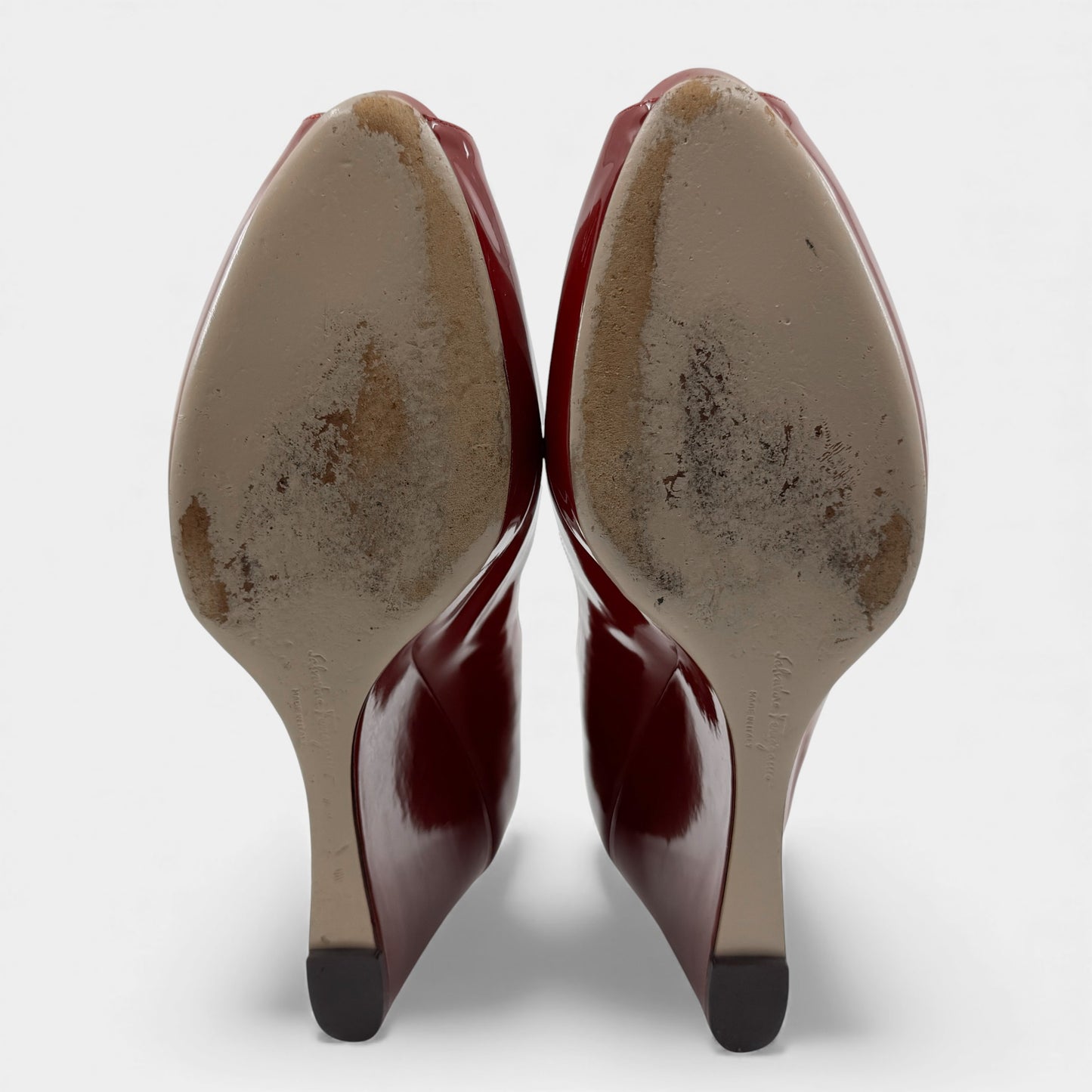 Salvatore Ferragamo Red Patent Leather Wedge Shoes EU41 ~ AU10.5 M
