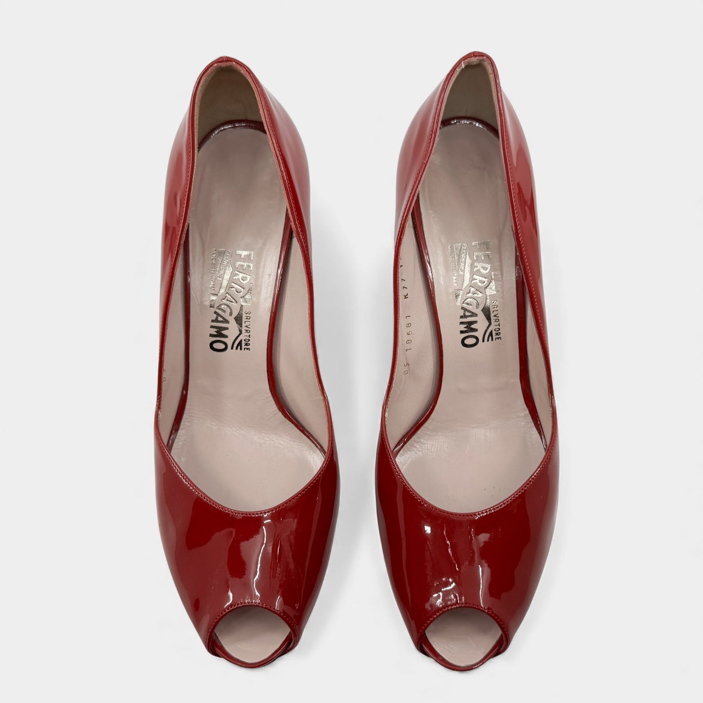 Salvatore Ferragamo Red Patent Leather Wedge Shoes EU41 ~ AU10.5 M