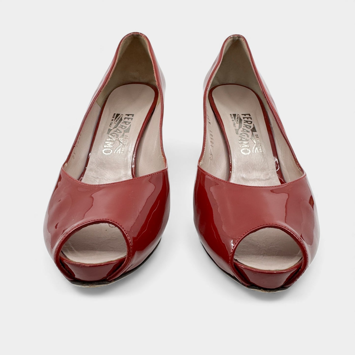 Salvatore Ferragamo Red Patent Leather Wedge Shoes EU41 ~ AU10.5 M