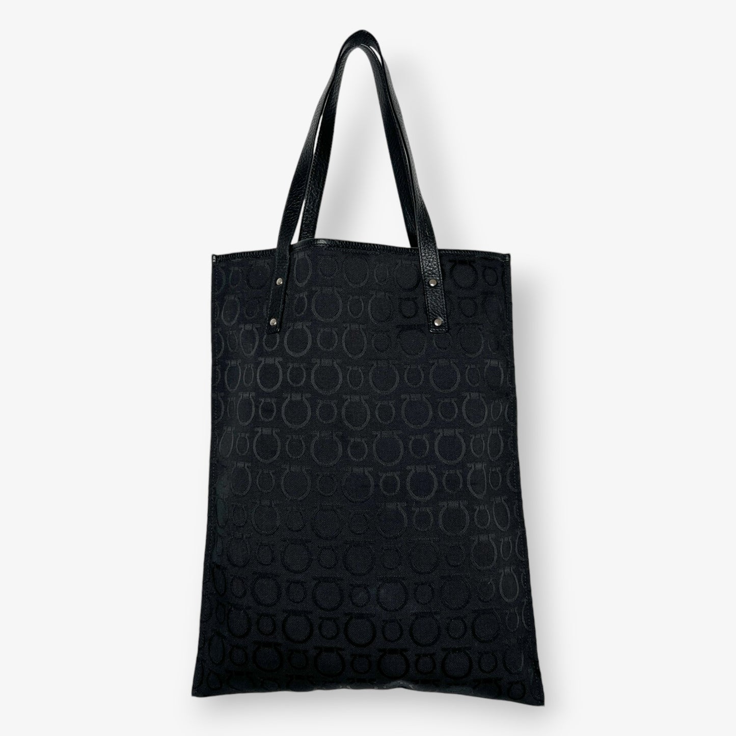 Salvatore Ferragamo Black Jacquard & Leather Tote Bag Code: AU-21 / B160