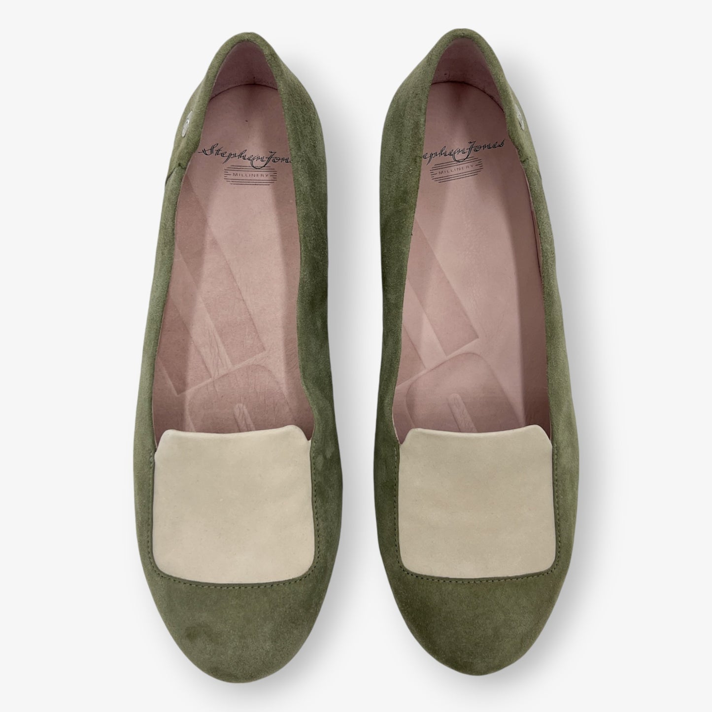 Stephen Jones + Fitflop Green & Cream Suede Slip On Shoes EU41 ~ AU10