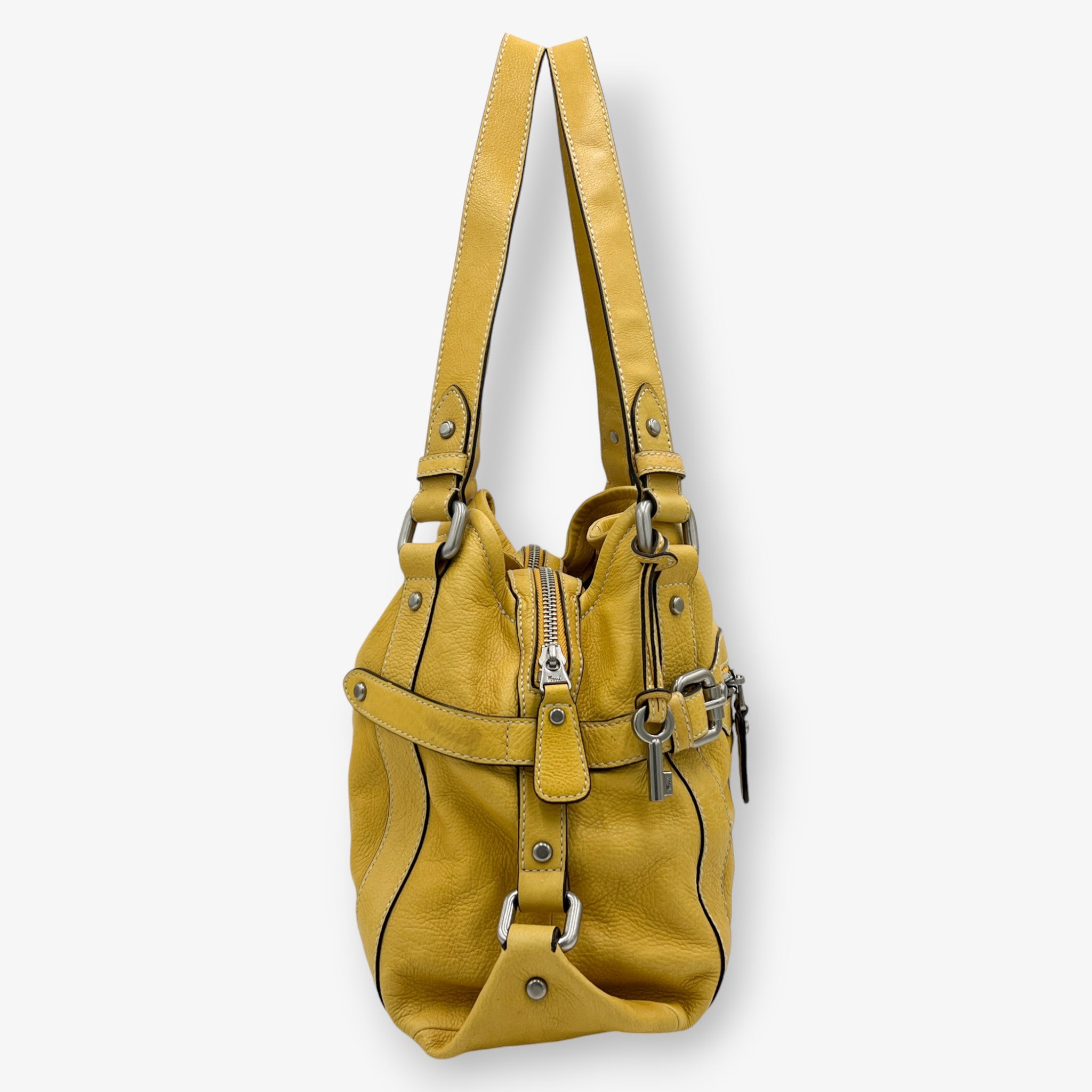 Fossil Mustard Yellow Leather Maddox Tote Shoulder Bag Studio61 Preloved Boutique Sydney