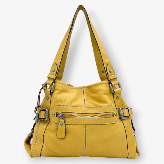 Fossil Mustard Yellow Leather Maddox Tote Shoulder Bag