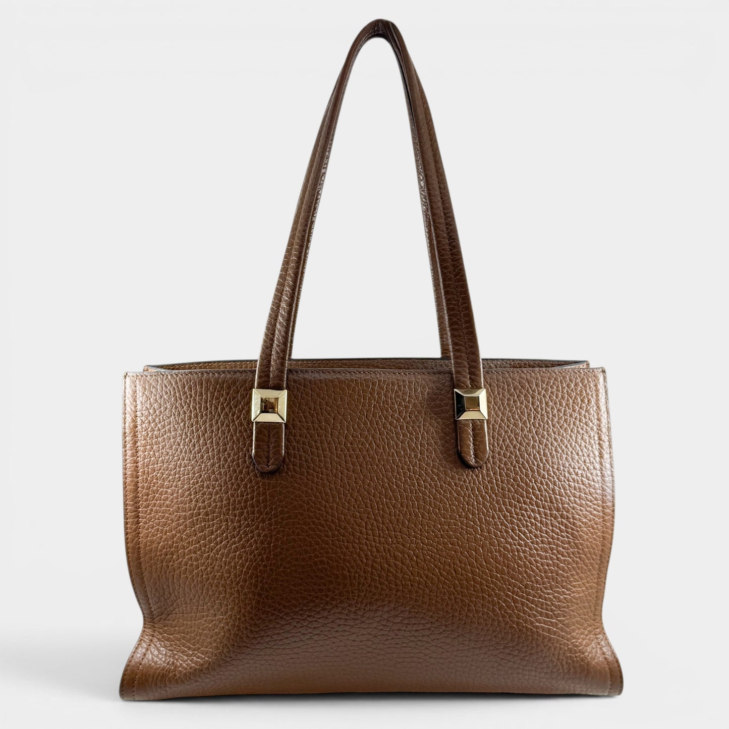 Furla Minerva Caramello Brown Pebbled Leather Tote Bag