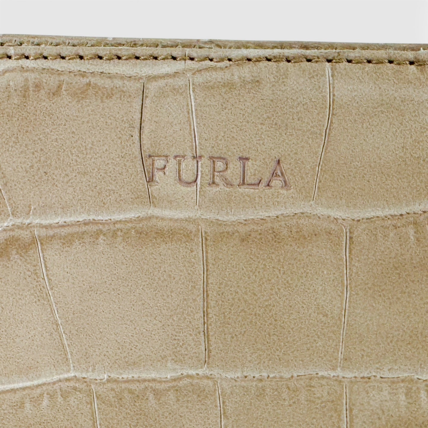 Furla Vintage Blush Pink Embossed Leather Top Handle Bag