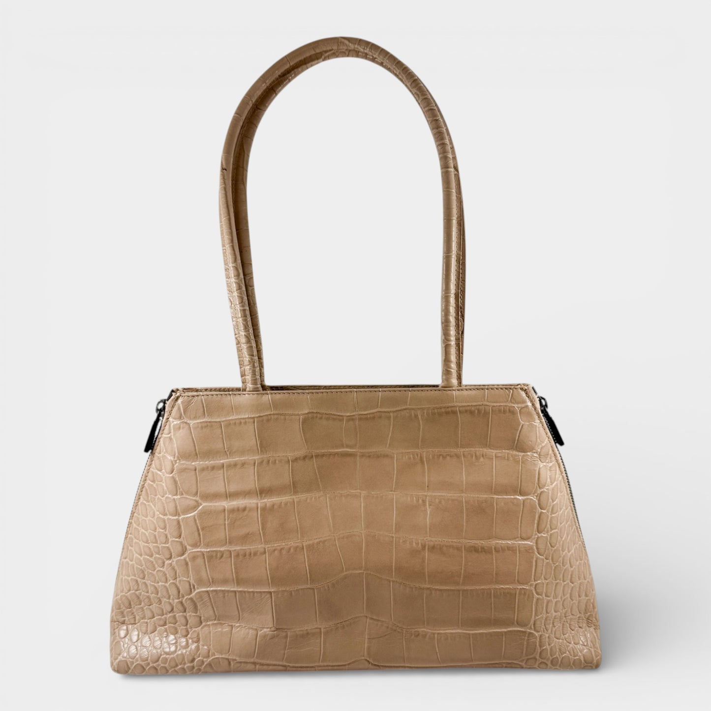 Furla Vintage Blush Pink Embossed Leather Top Handle Bag
