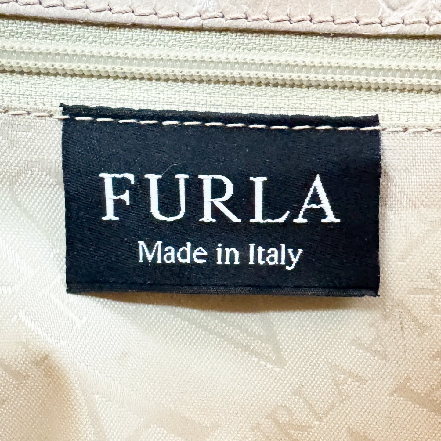 Furla Vintage Blush Pink Embossed Leather Top Handle Bag