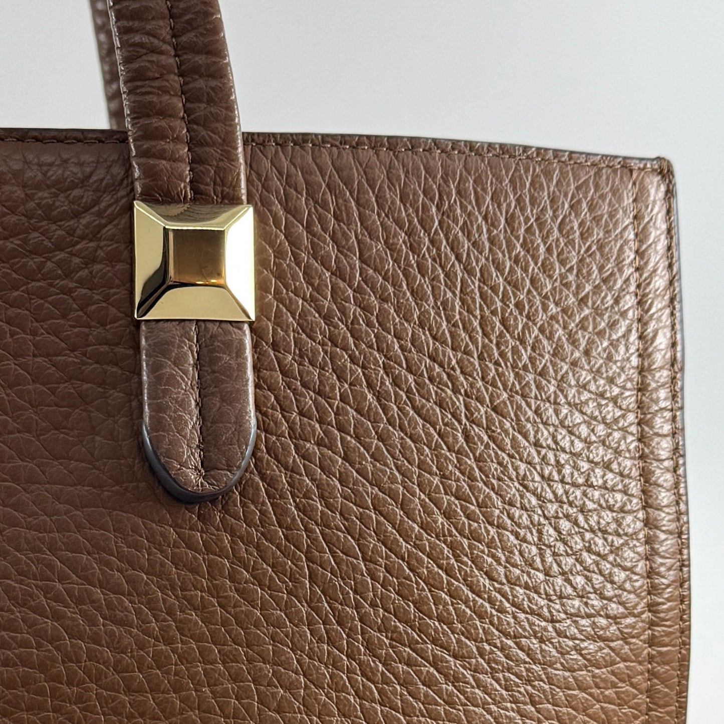 Furla Minerva Caramello Brown Pebbled Leather Tote Bag