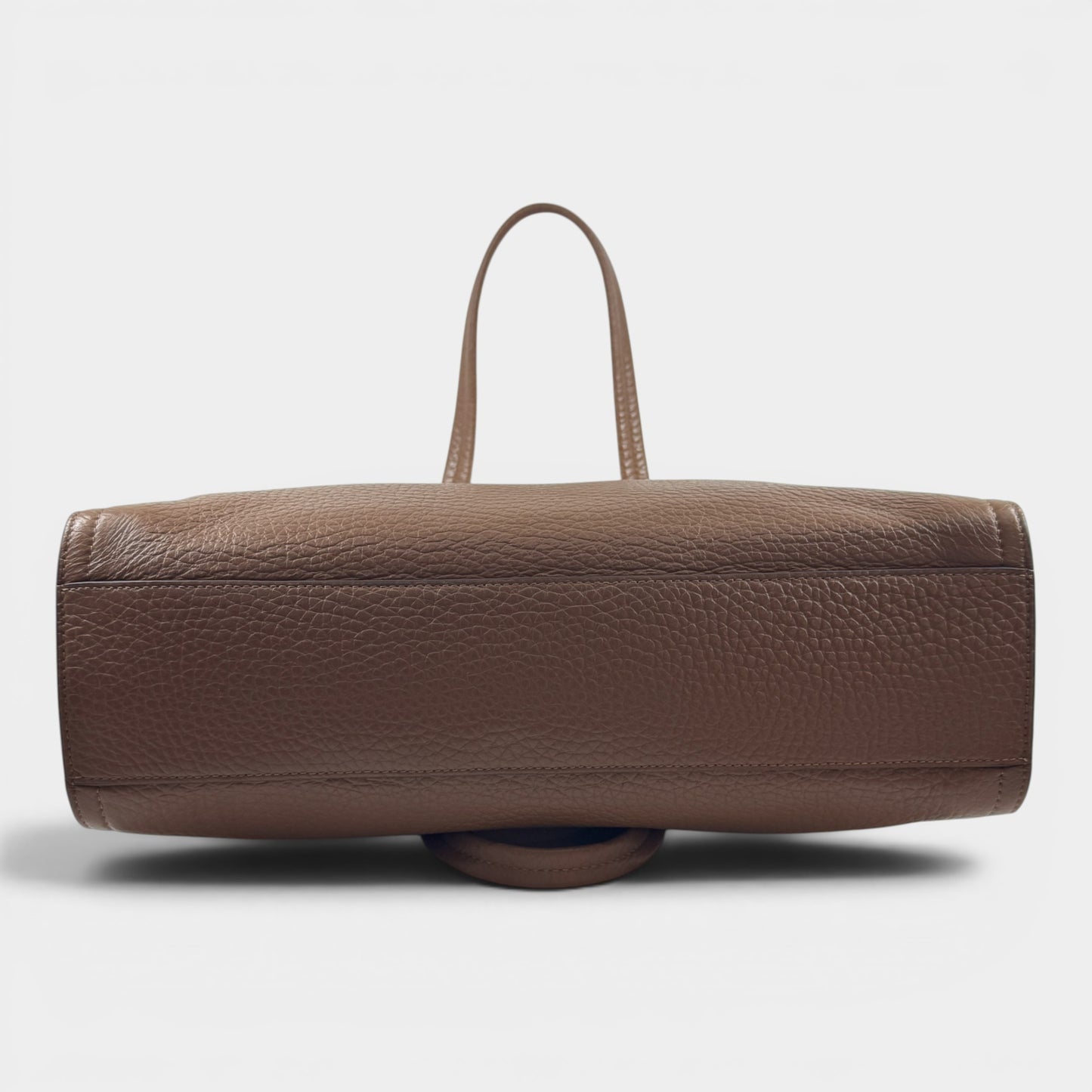 Furla Minerva Caramello Brown Pebbled Leather Tote Bag