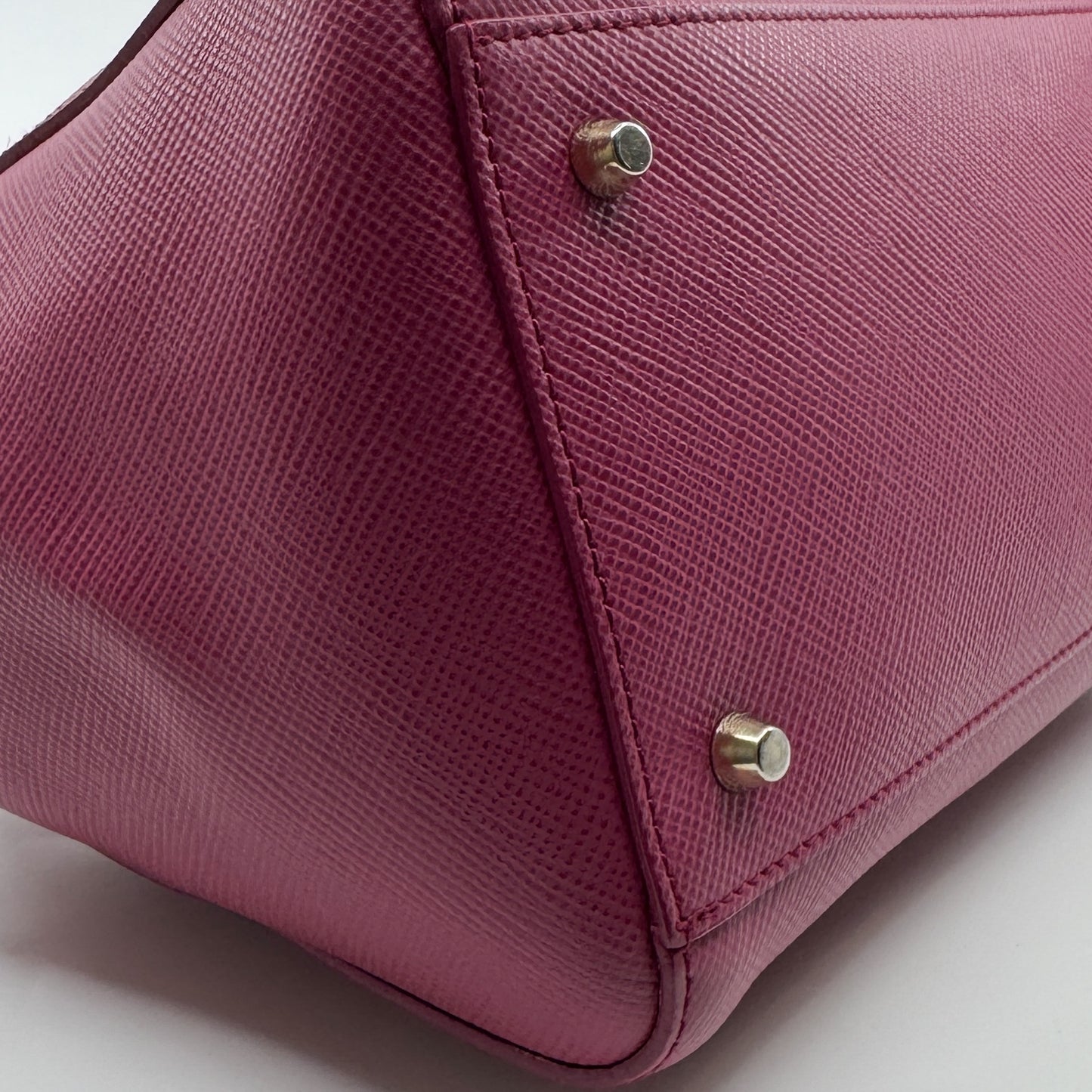 Furla Fuschia Pink Saffiano Leather Allegra Bowling Handbag