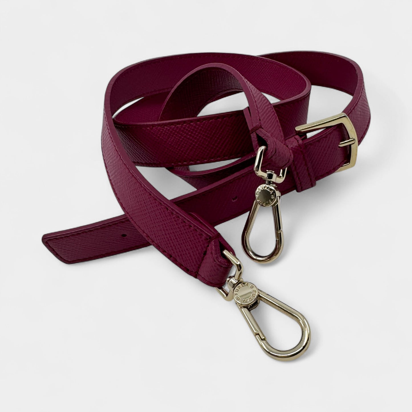 Furla Fuschia Pink Saffiano Leather Allegra Bowling Handbag