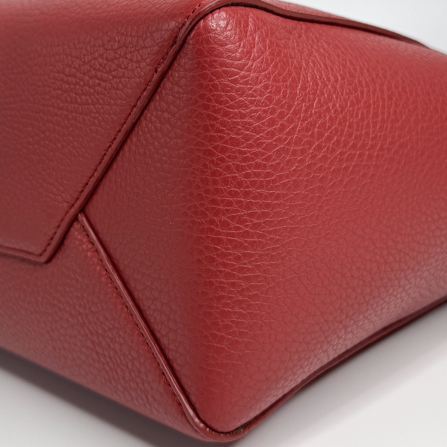 Furla Deep Red Grainy Leather Net Large Top Handle Bag