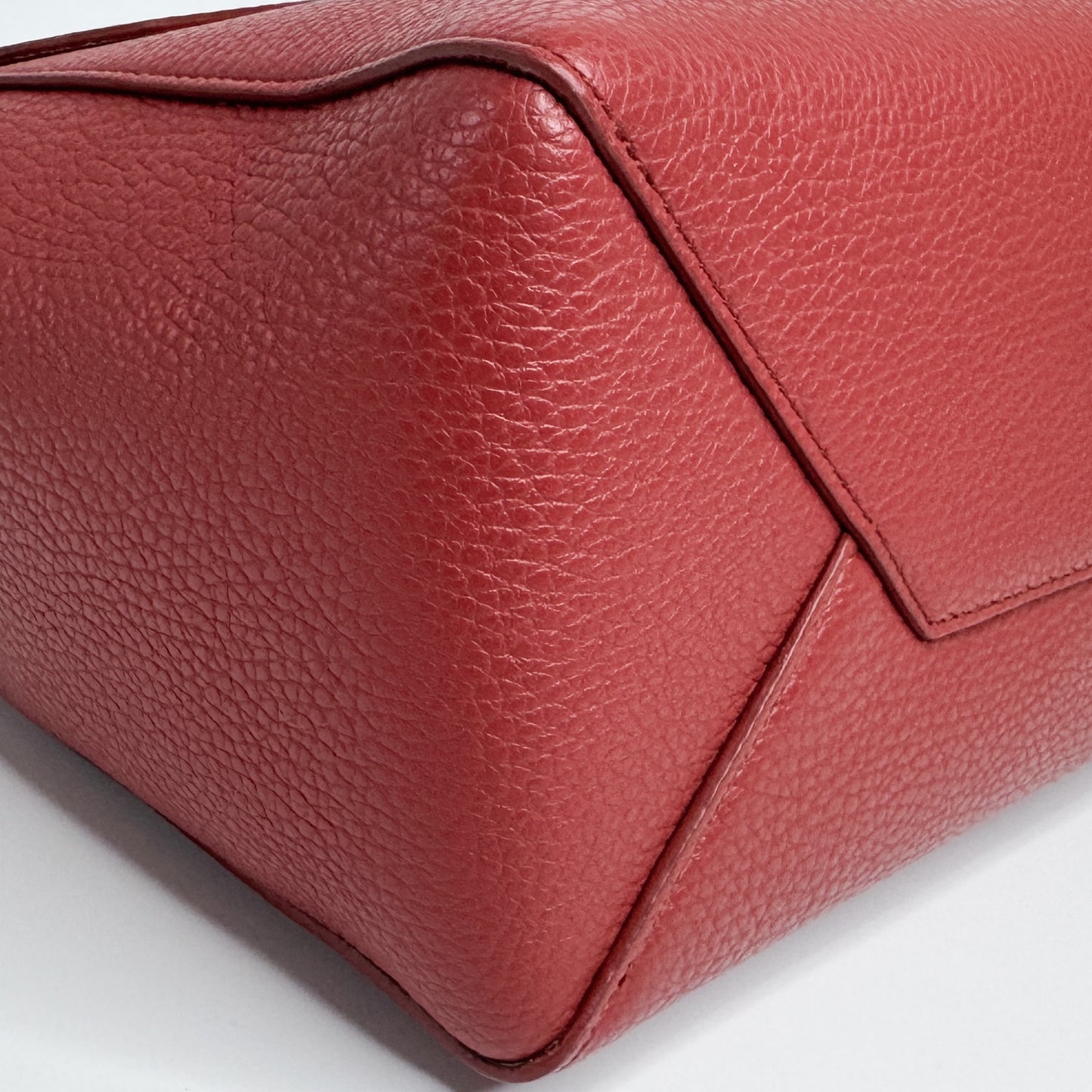Furla Deep Red Grainy Leather Net Large Top Handle Bag