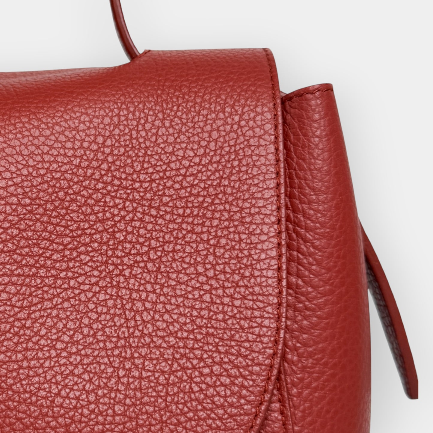 Furla Deep Red Grainy Leather Net Large Top Handle Bag