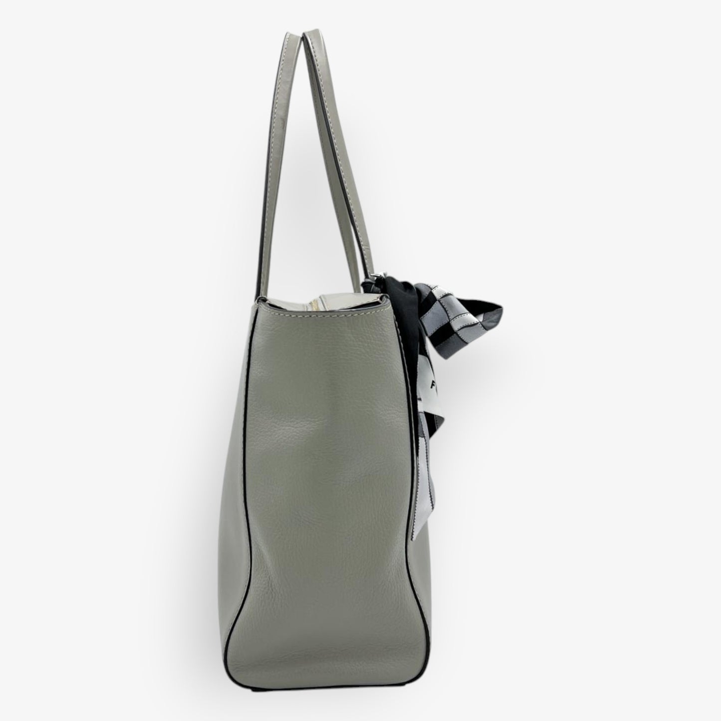 Furla Sage Green Grey Leather Tote Bag With Furla Silk Scarf