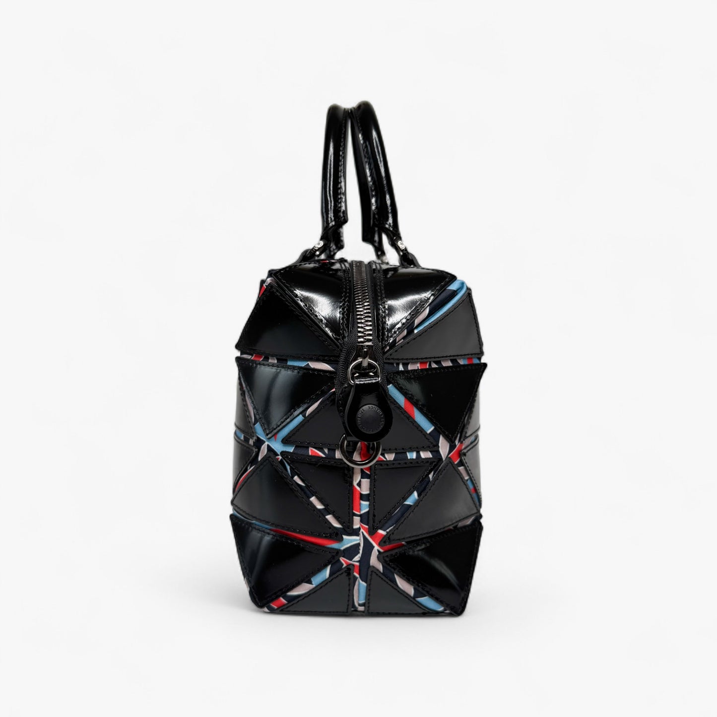 GABS Italy Black Leather & Textile Top Handle Tote Shoulder Bag