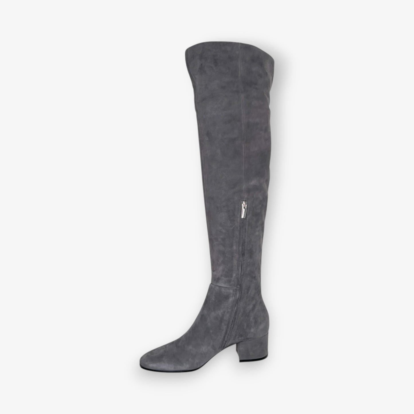 Gianvito Rossi Dove Grey Suede Rolling Mid Boots EU38 ~ AU7 [NEW]