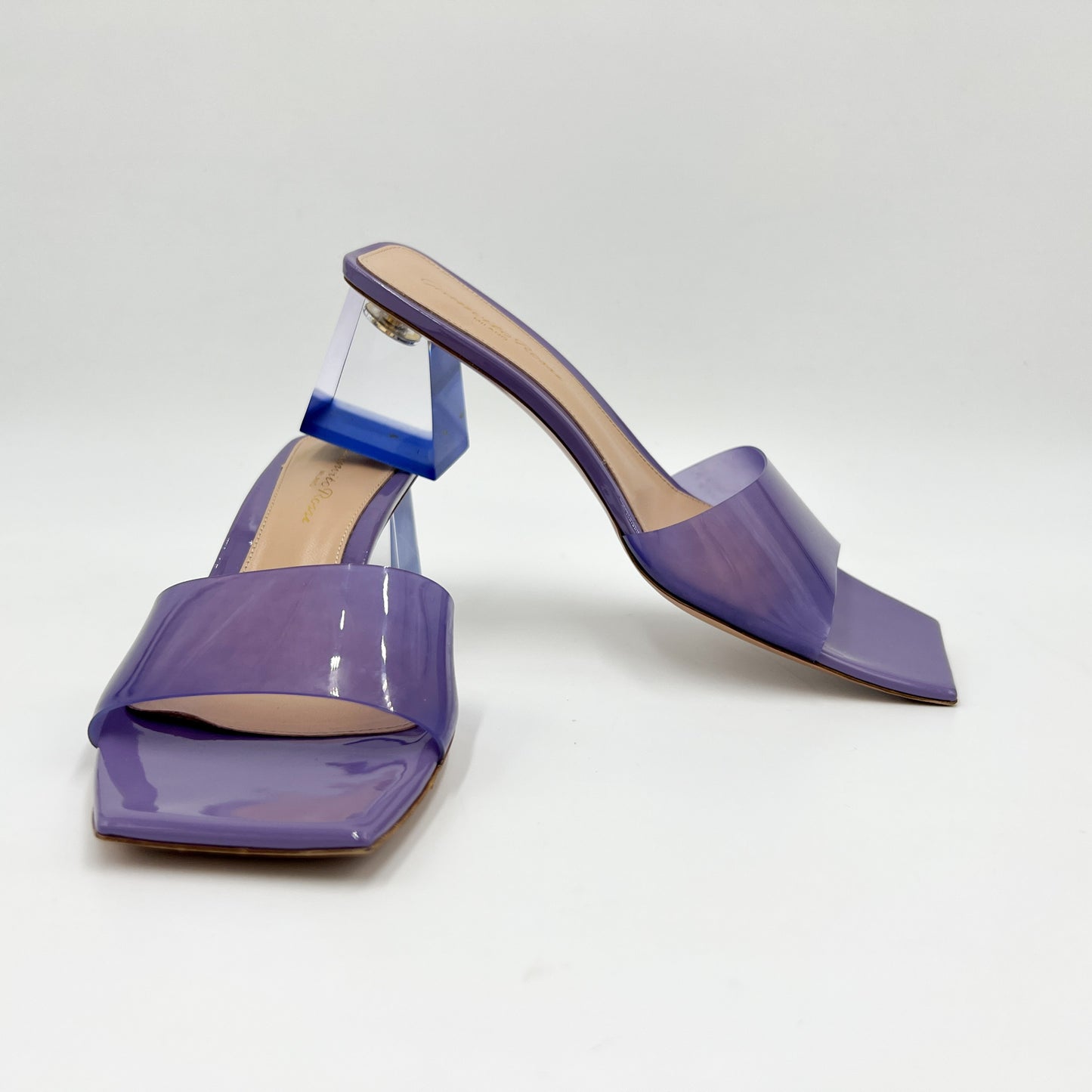 Gianvito Rossi Purple Lavender Low Heel PVC Mules Shoes EU38 ~ AU7