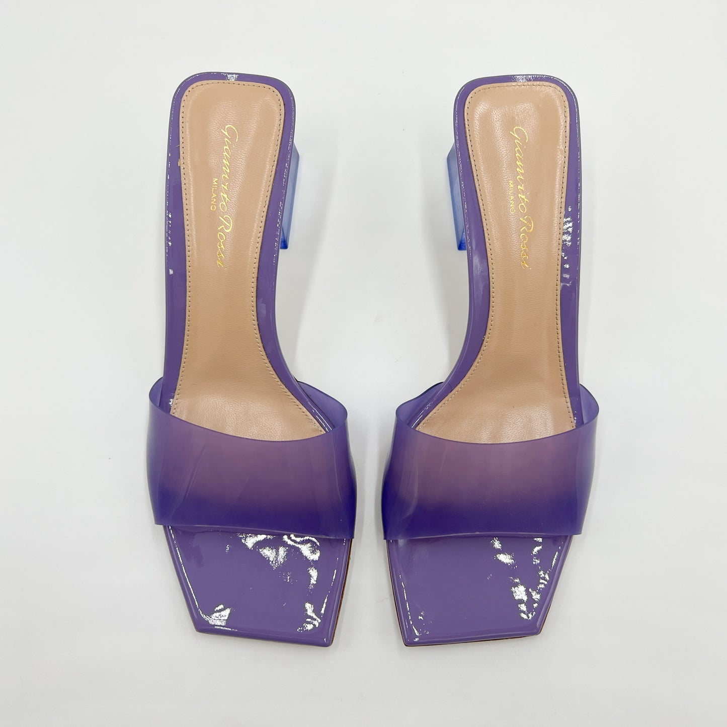 Gianvito Rossi Purple Lavender Low Heel PVC Mules Shoes EU38 ~ AU7