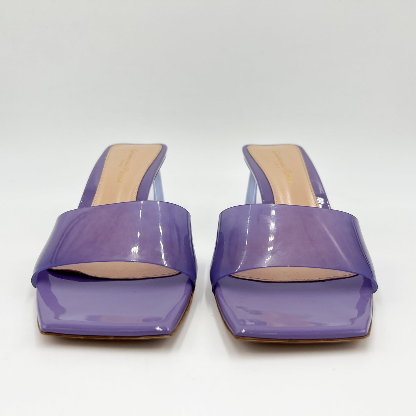 Gianvito Rossi Purple Lavender Low Heel PVC Mules Shoes EU38 ~ AU7