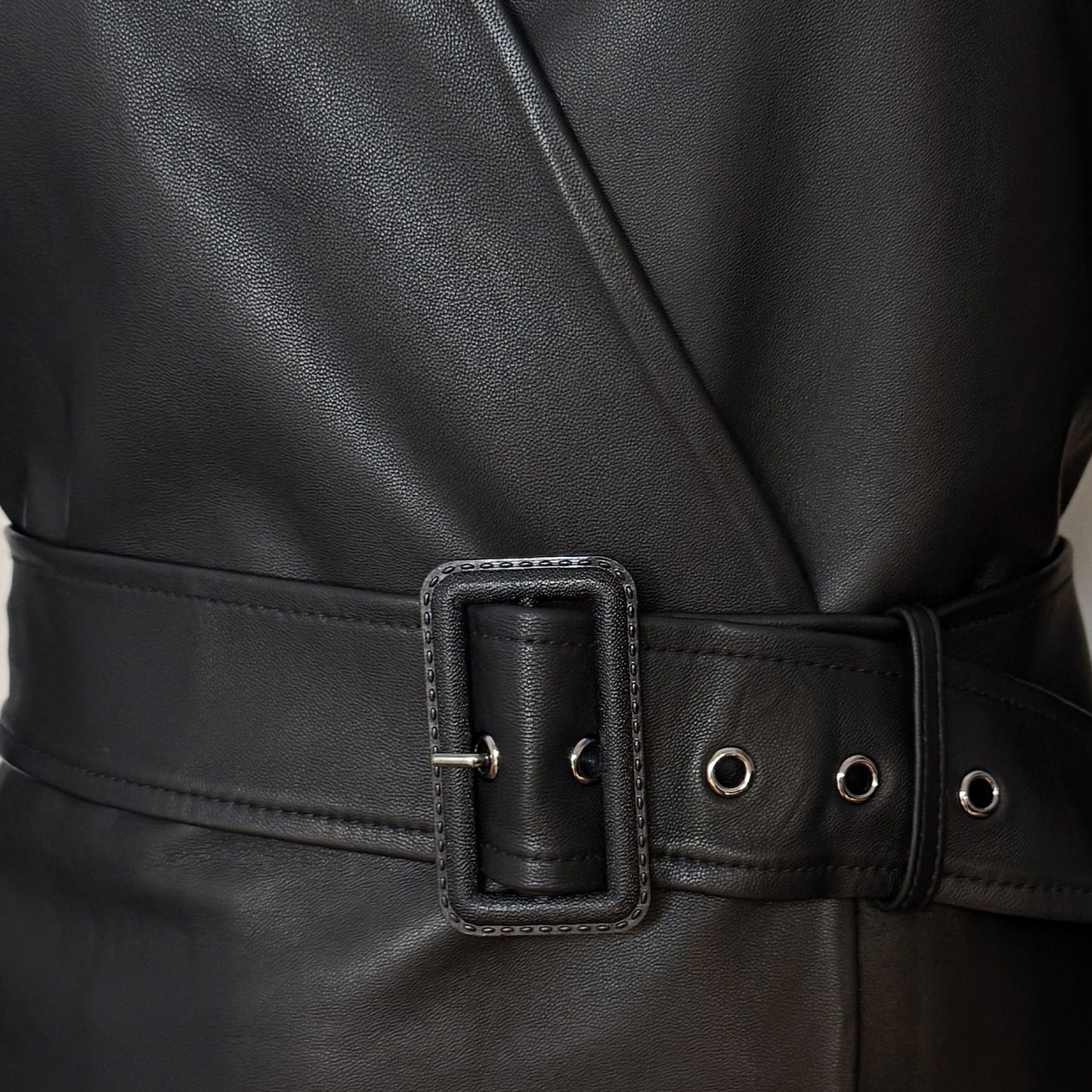 Ginger & Smart Black Leather Long Belted Coat Small ~ AU8