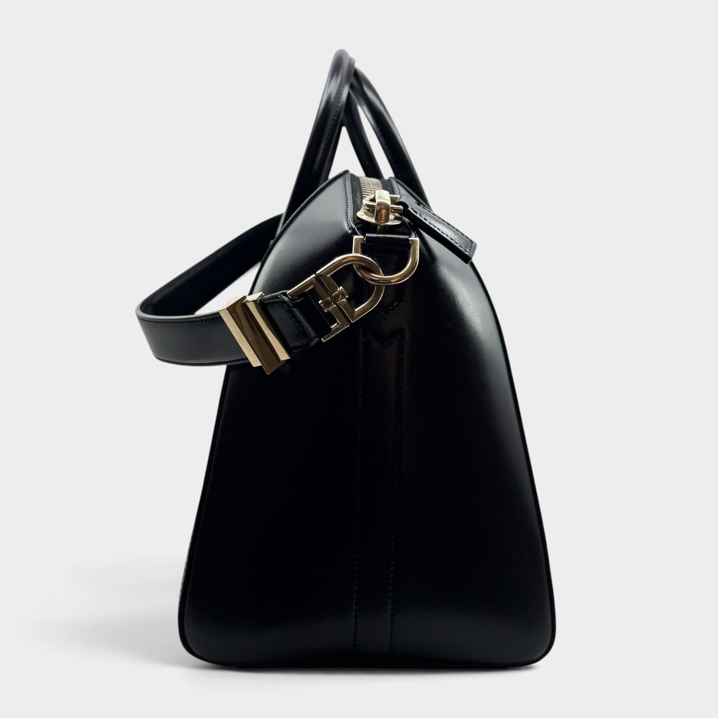 Givenchy Black Glazed Leather Antigona Two-Way Zip Satchel Bag