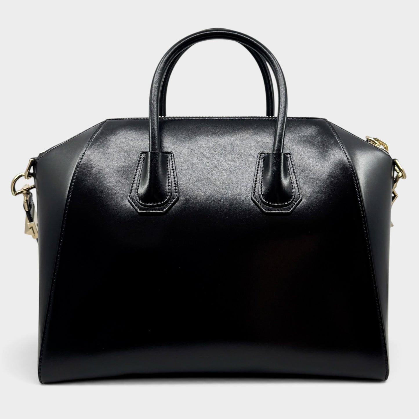 Givenchy Black Glazed Leather Antigona Two-Way Zip Satchel Bag