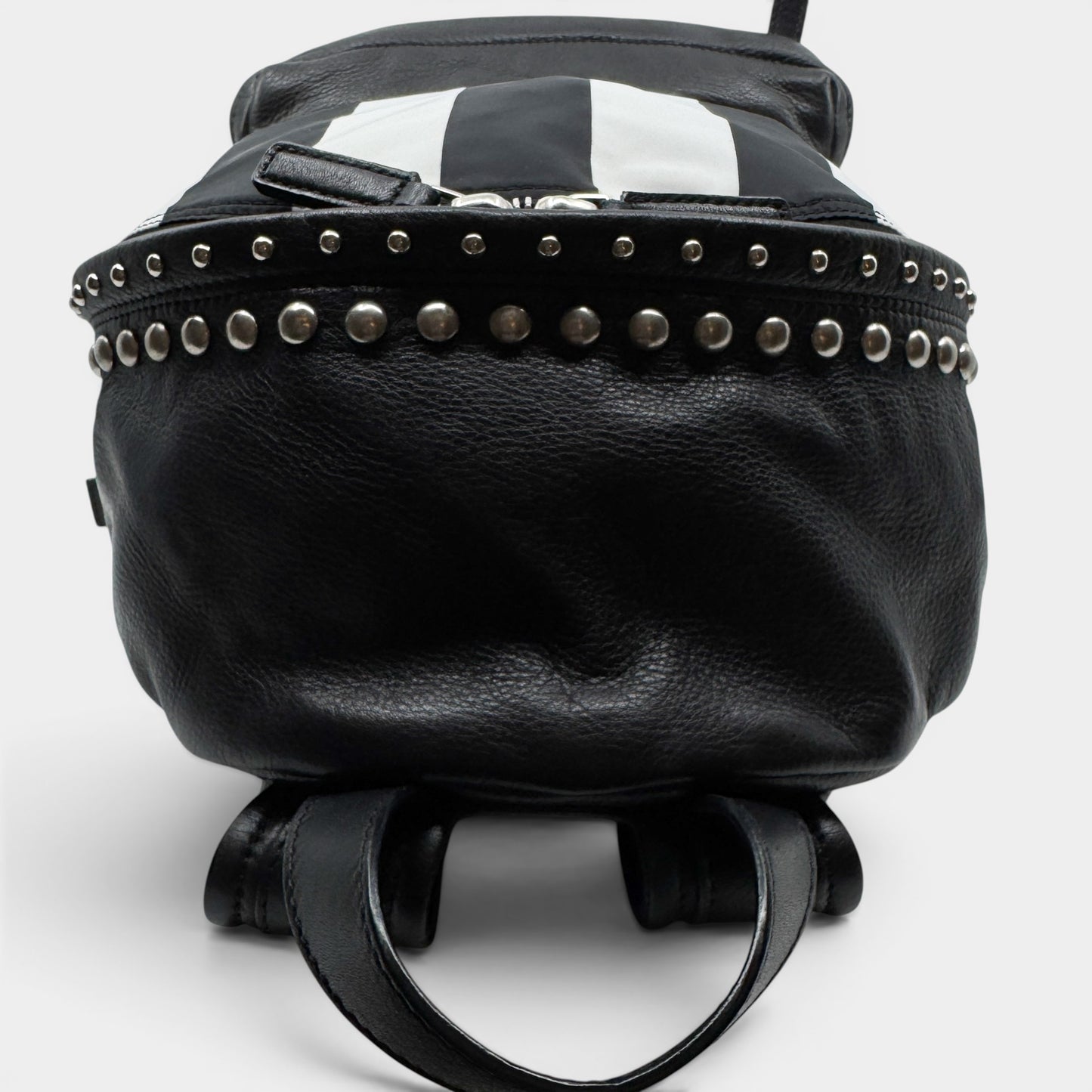 Givenchy Black & White Striped Nylon Leather Studded Backpack