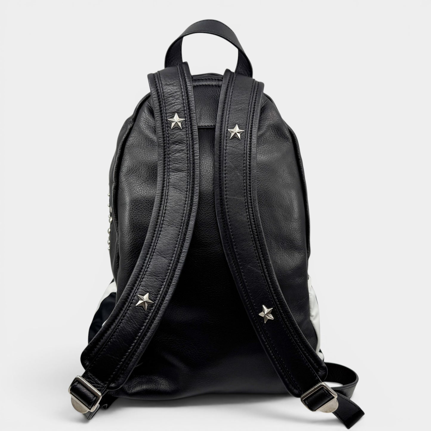 Givenchy Black & White Striped Nylon Leather Studded Backpack