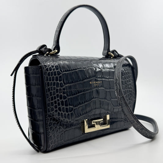 Givenchy Storm Grey Eden Mini Croc Effect Leather Bag